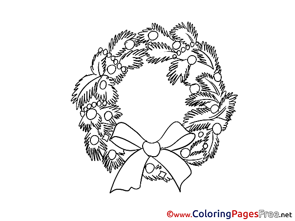 Wreath Christmas Colouring Sheet free