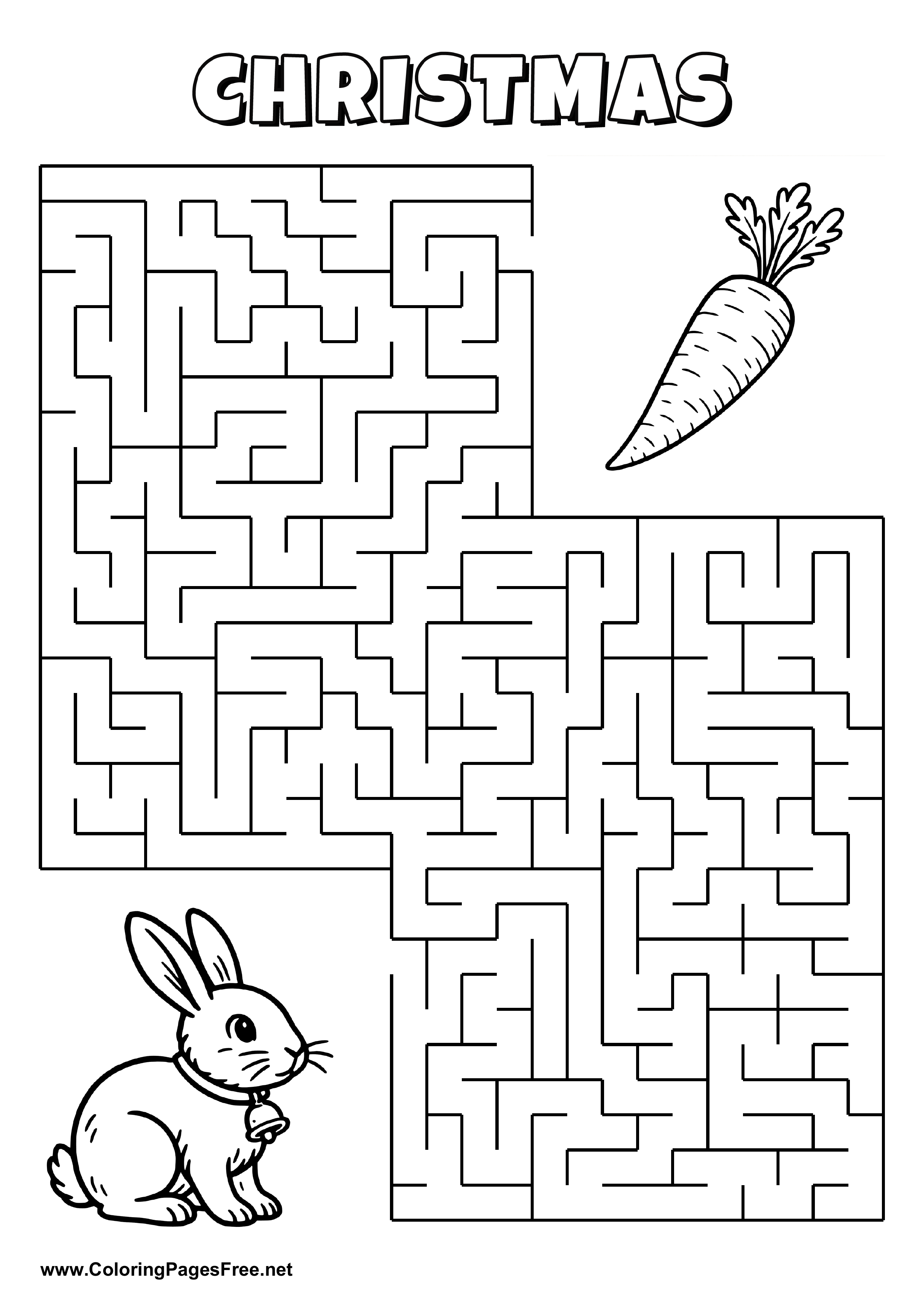 Printable Maze 'The bunny is looking for the way to the carrot'