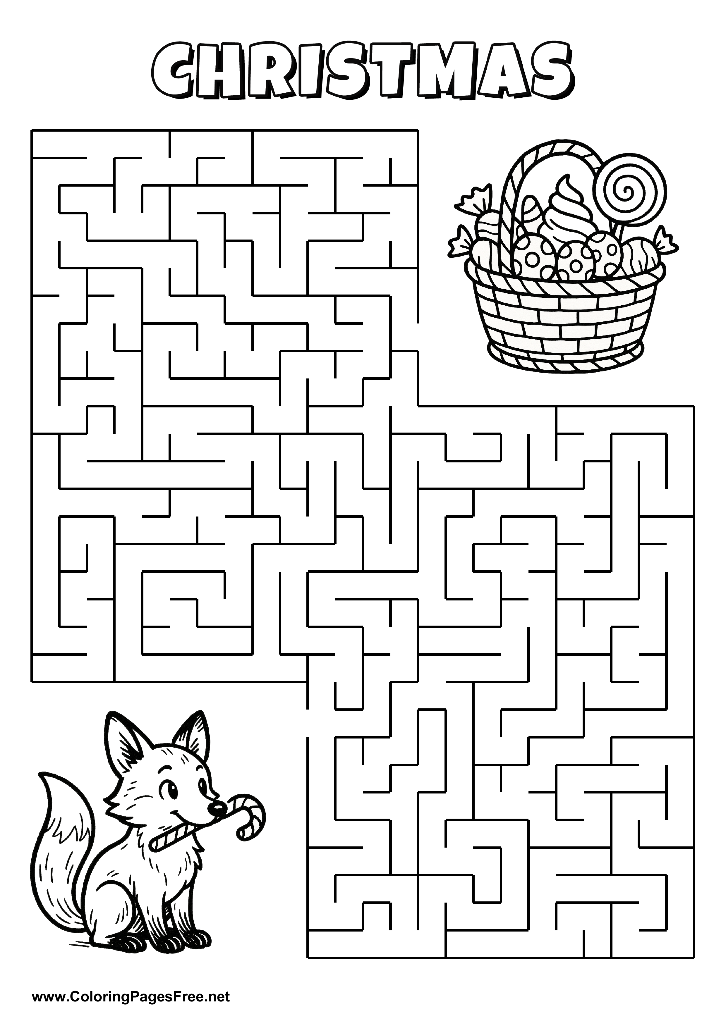 Printable Maze 'The fox is looking for the way to the tree hollow'