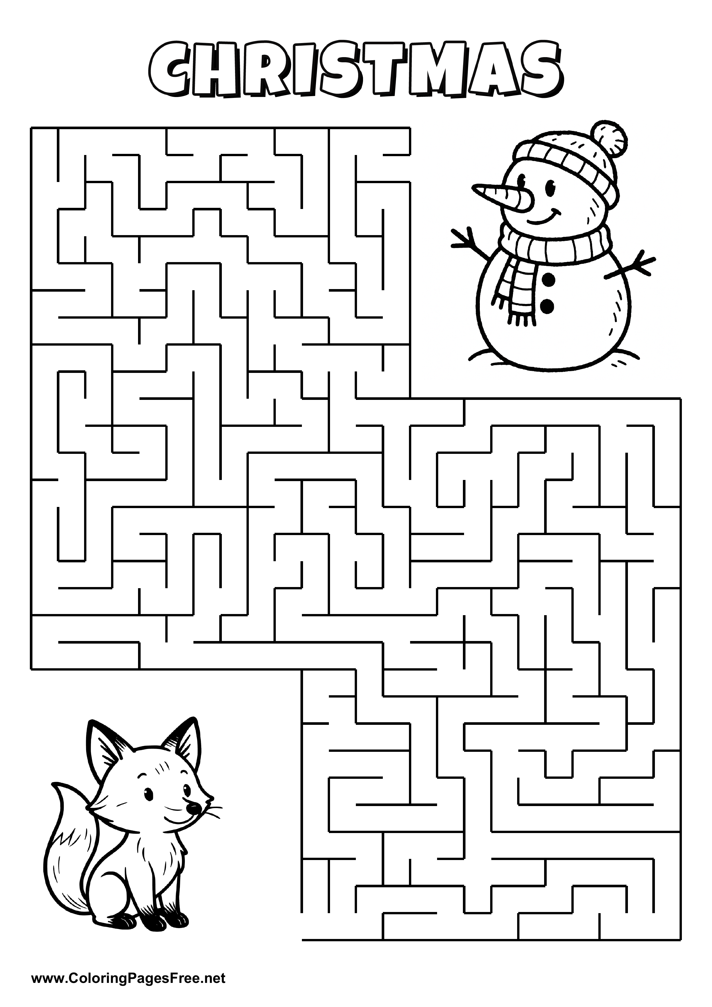 Printable Maze 'The fox with a gift is looking for the way to the party'