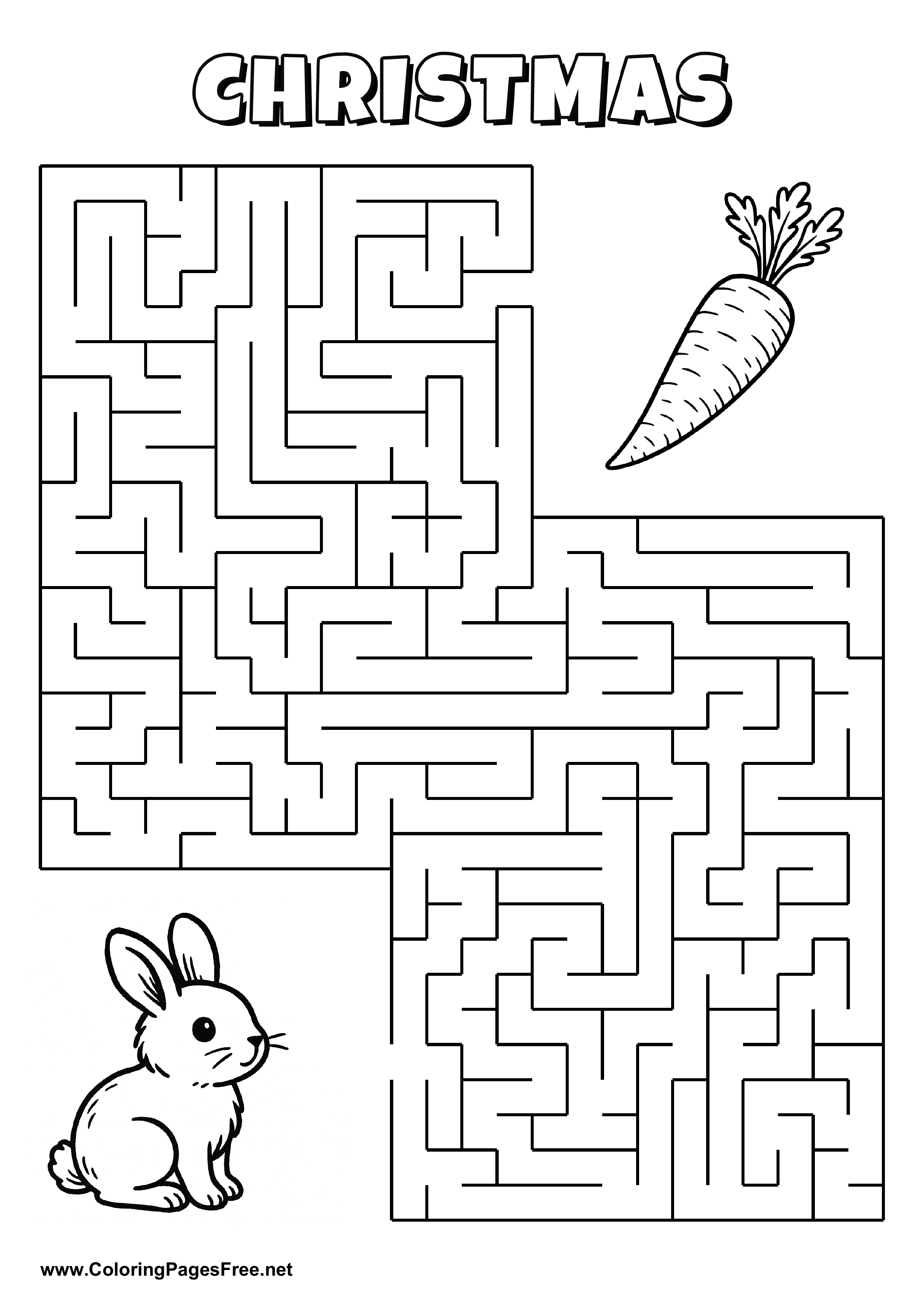 Printable Maze 'The rabbit is looking for the way to the carrot'