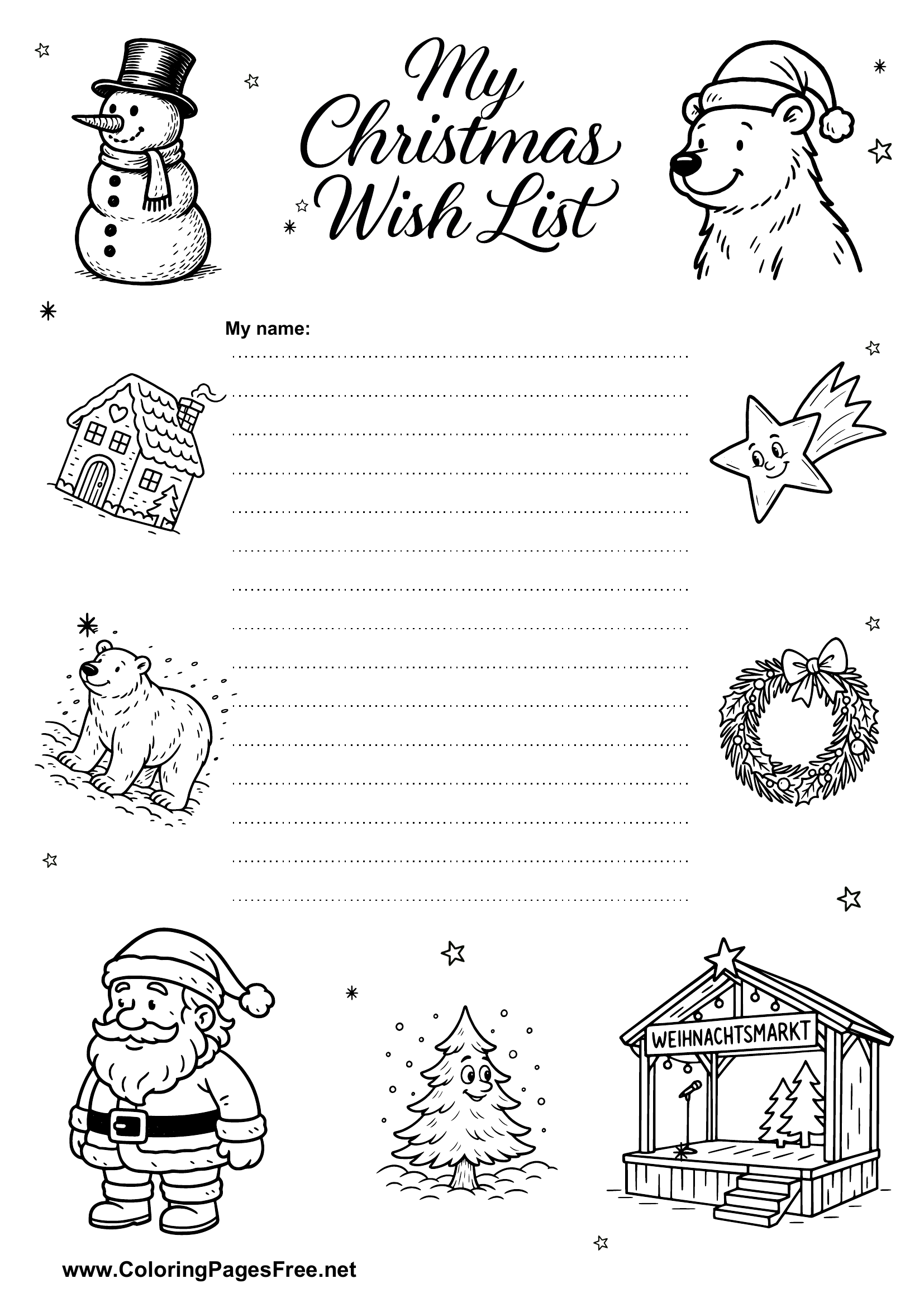 Cartoon Christmas Wish List PDF