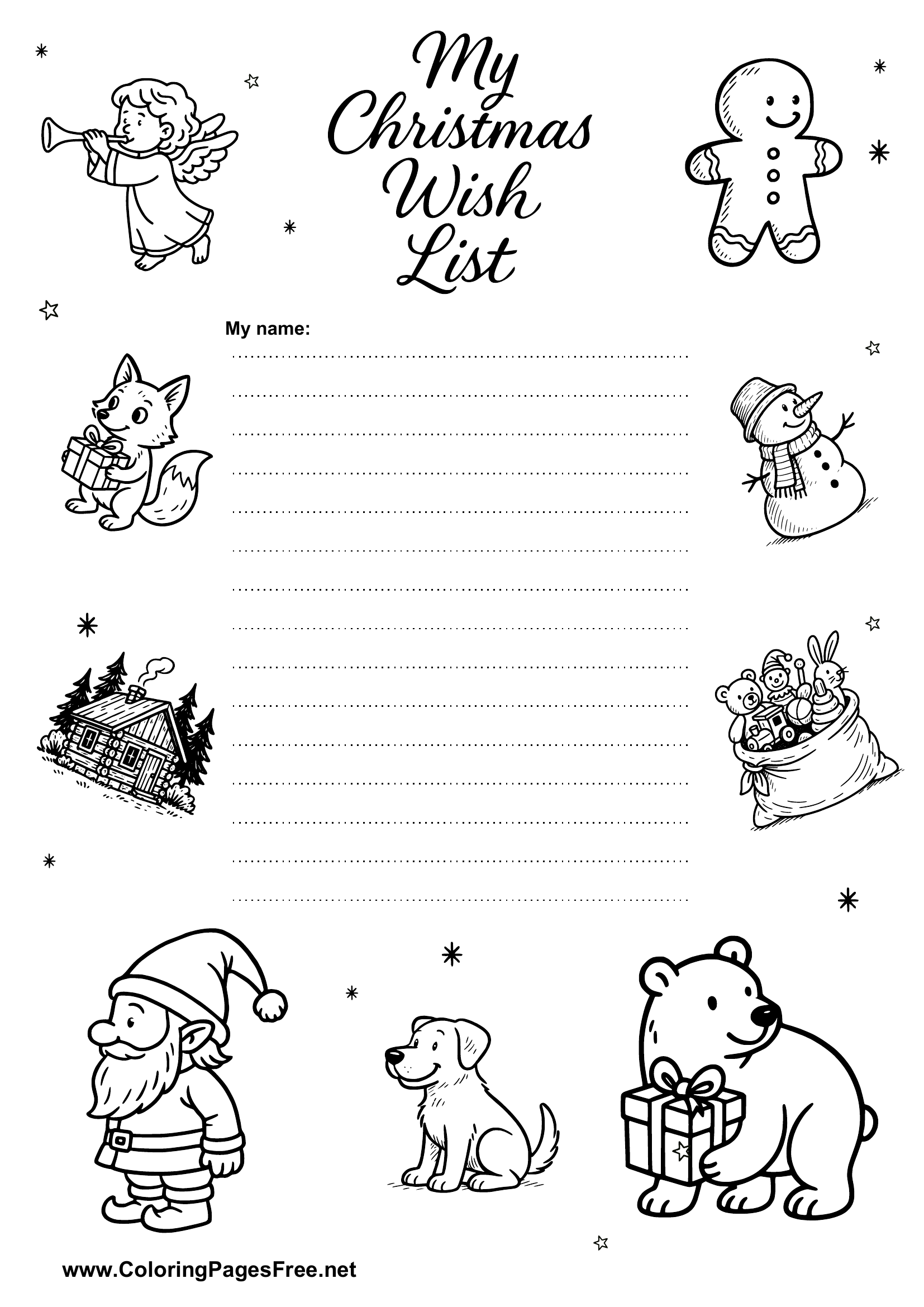 Cartoon Style Christmas Wish List