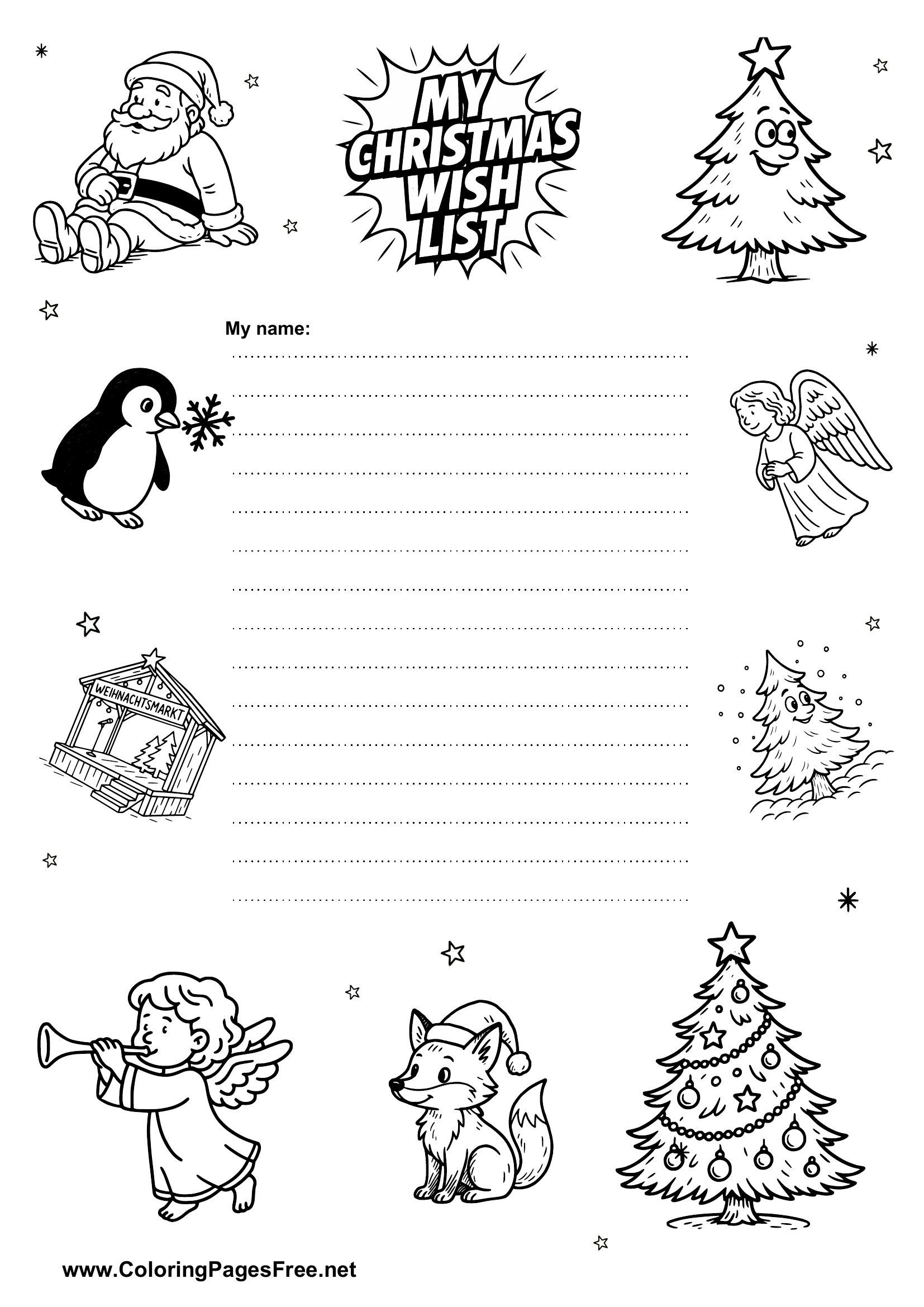 Christmas List PDF with Festive Elements