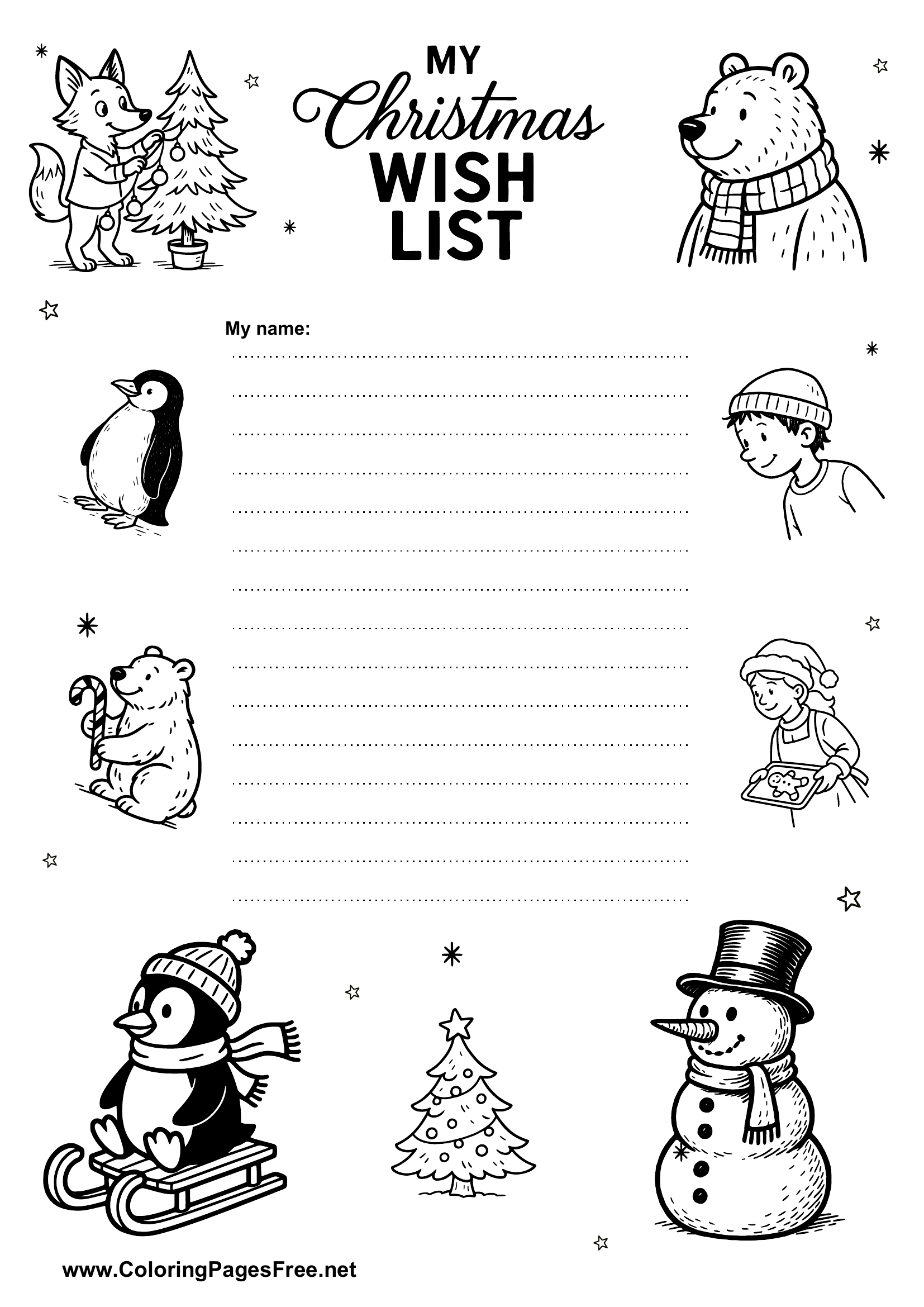 Christmas Wish List Printable Template