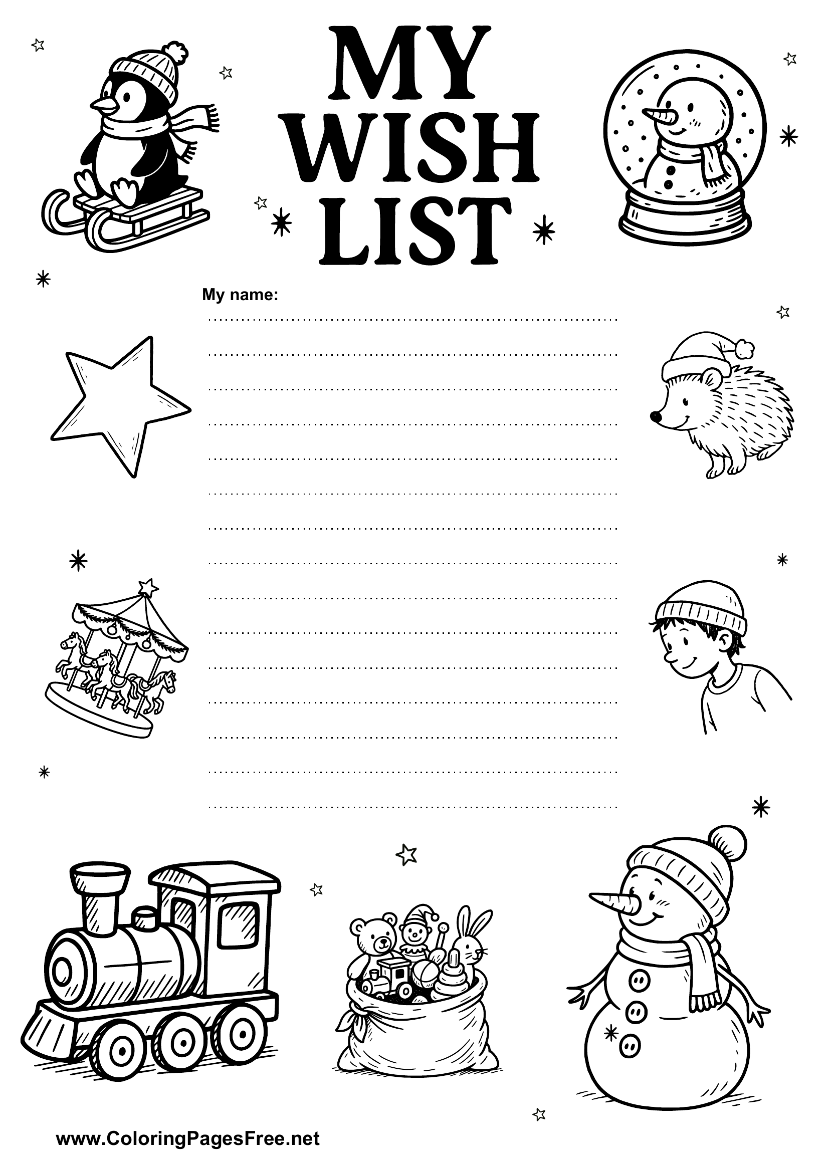 Christmas Wish List Template for Children
