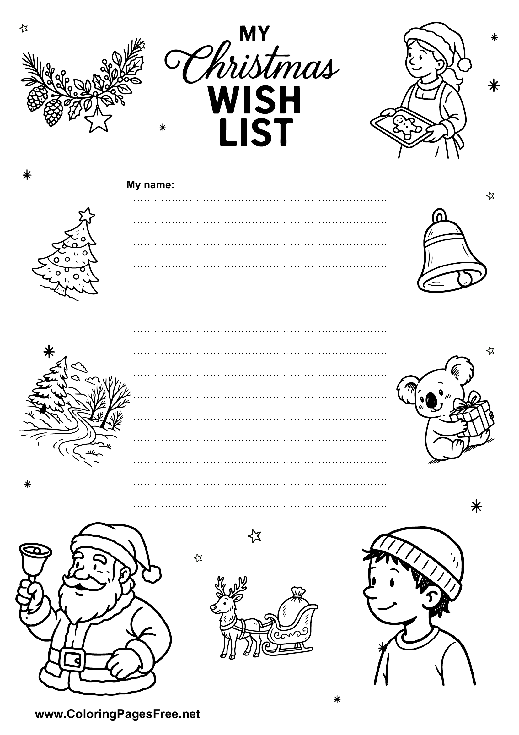 Christmas Wish List Template for Kids