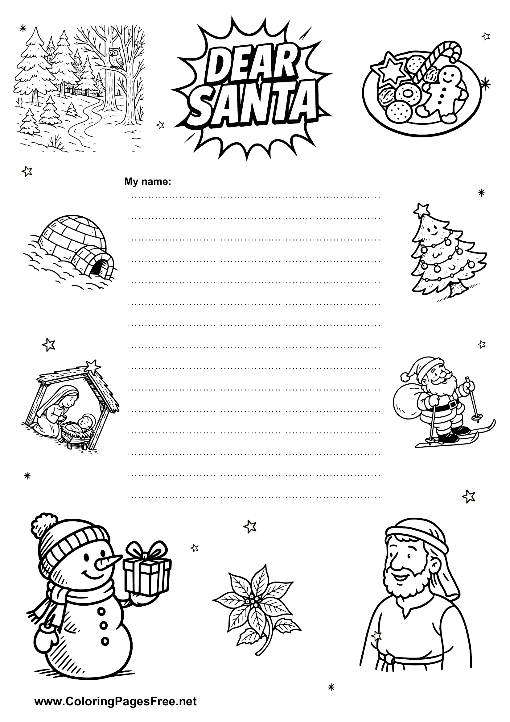Christmas Wish List with Cartoon Images