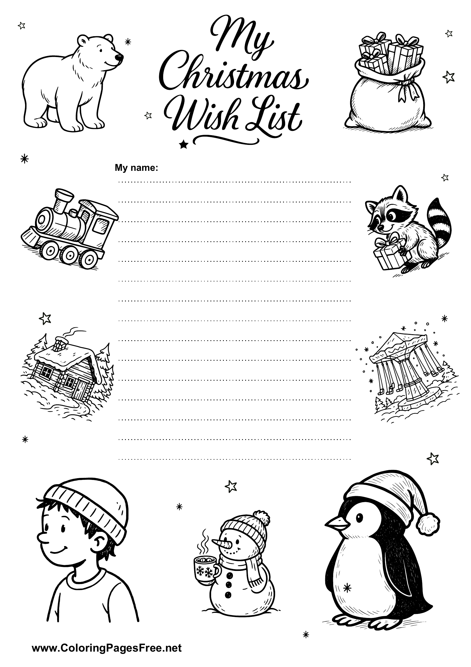 Christmas Wish List with Christmas Motif