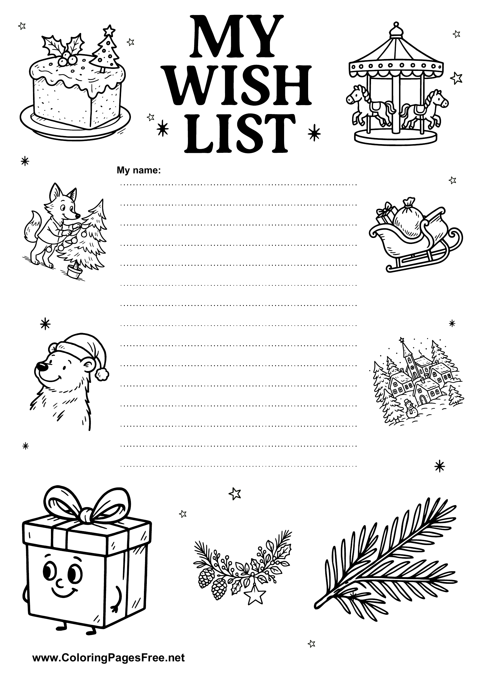 Christmas Wish List with Decorative Border