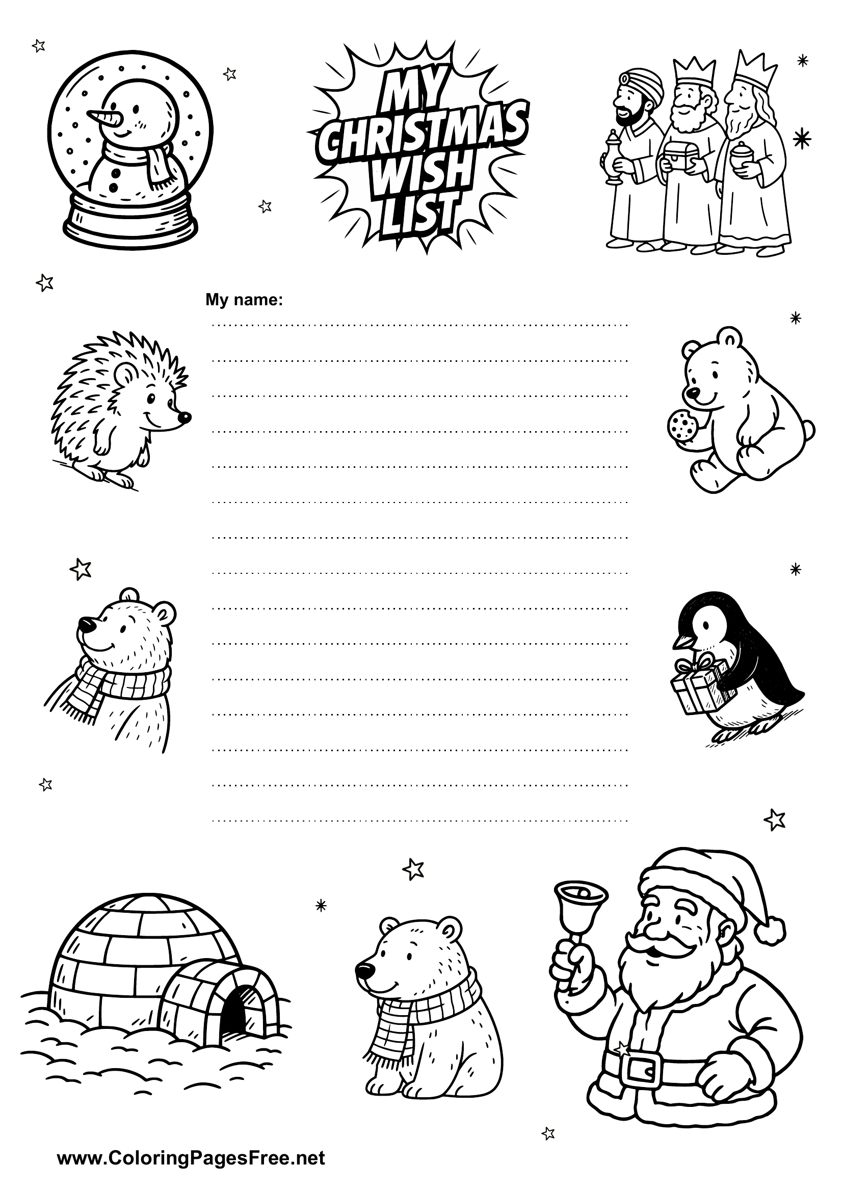 Christmas Wish List with Dots Printable