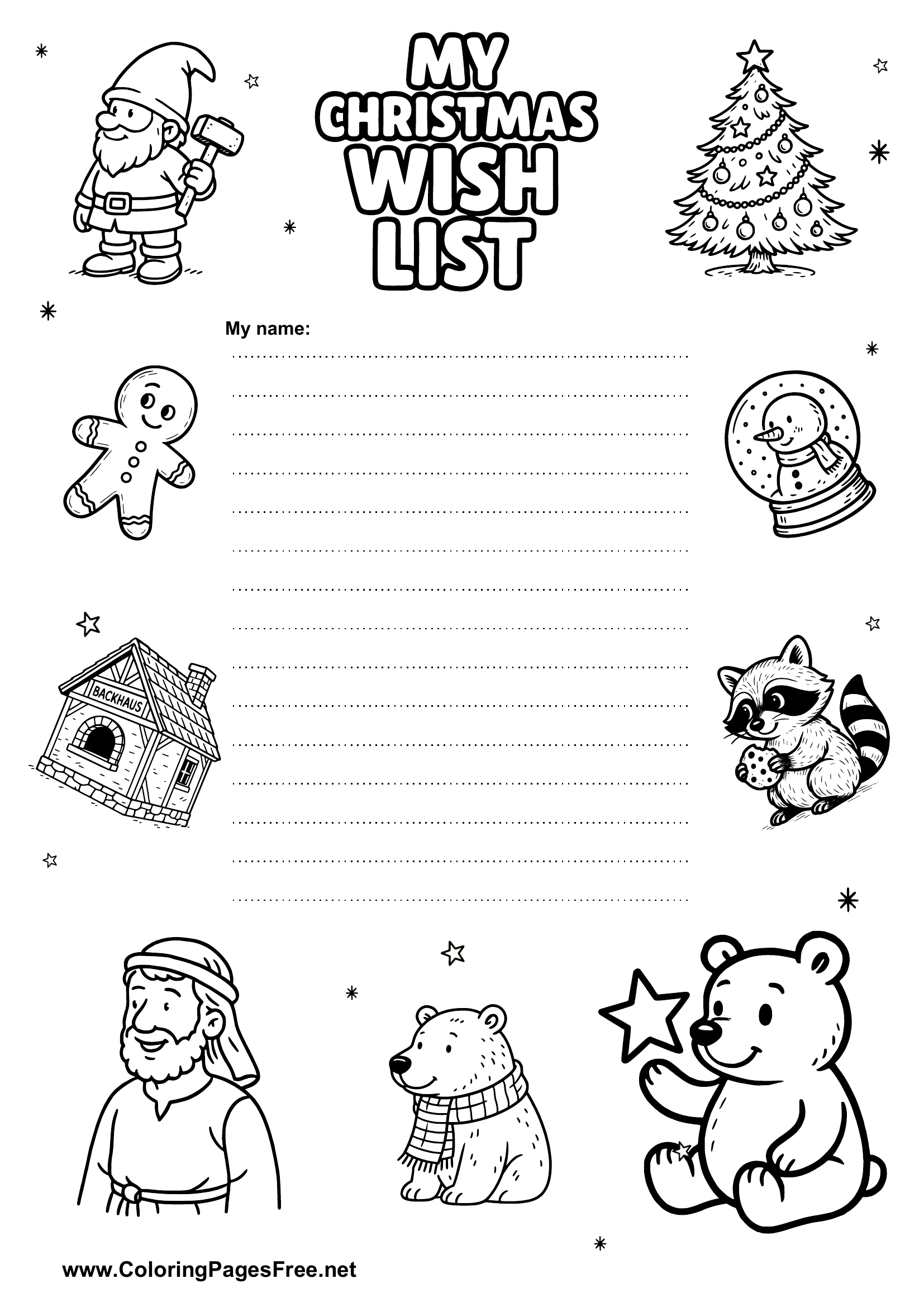 Christmas Wish List with Lines