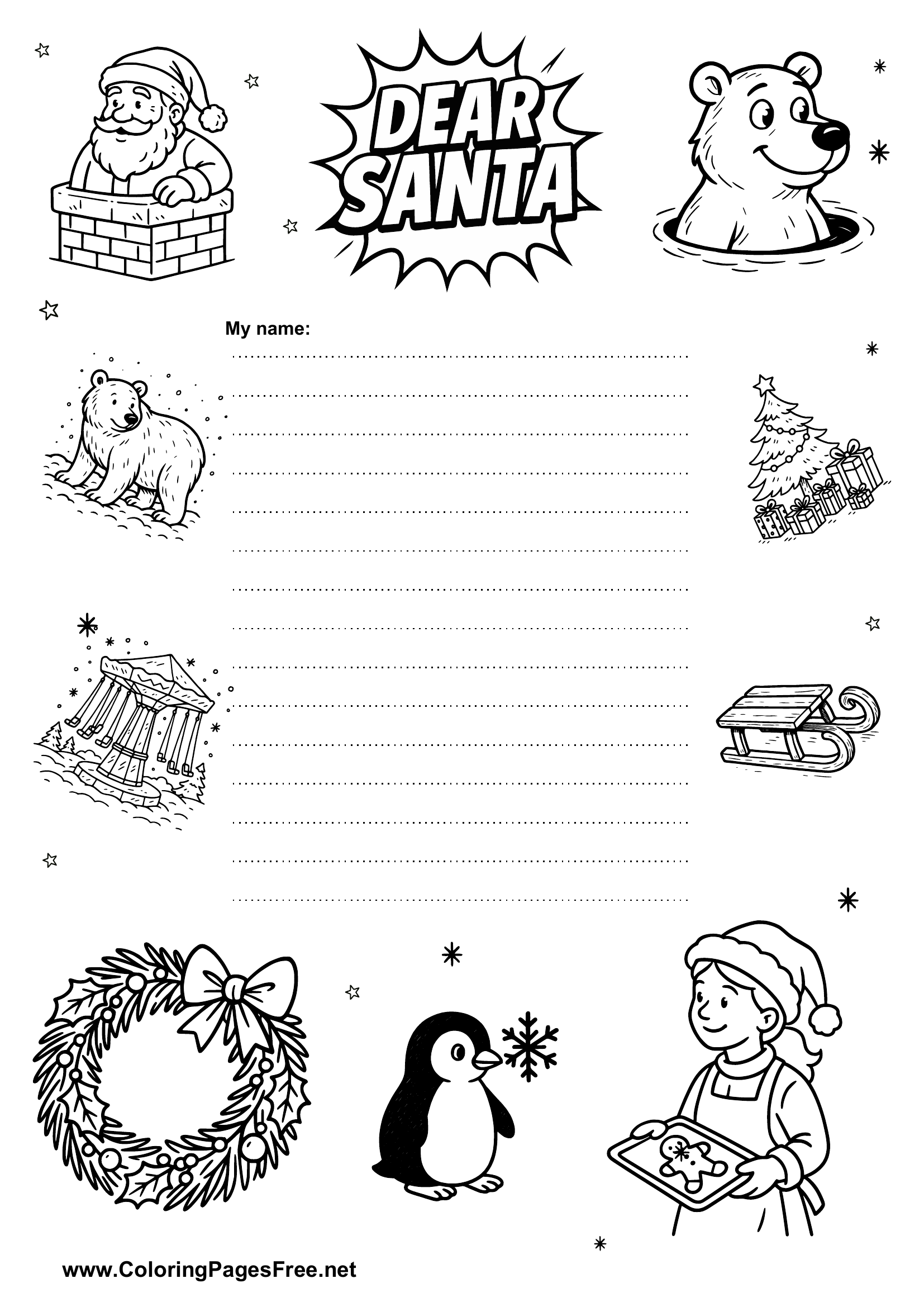 Christmas Wish List with Stars and Frame