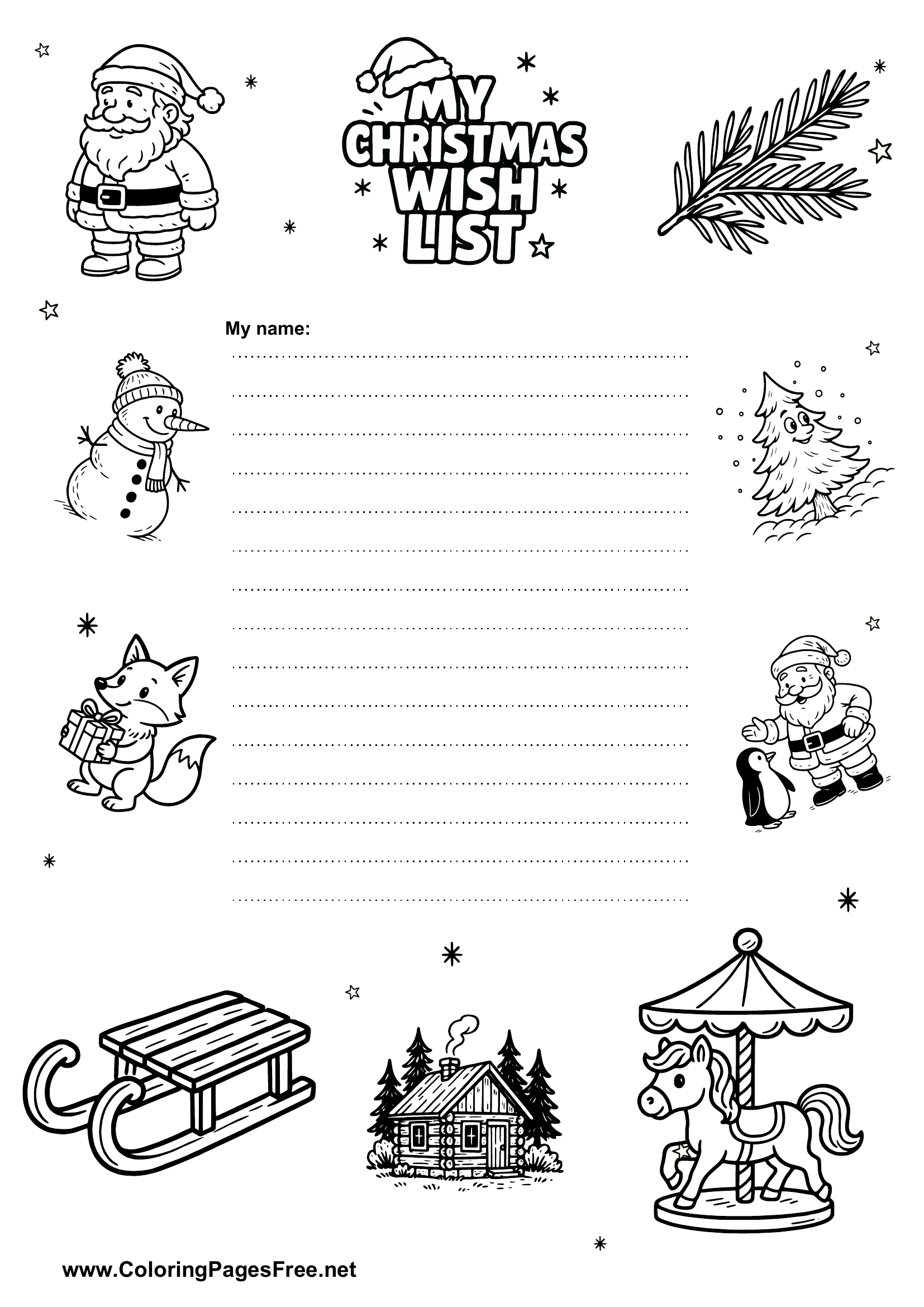 Christmas Wish List with Winter Animals