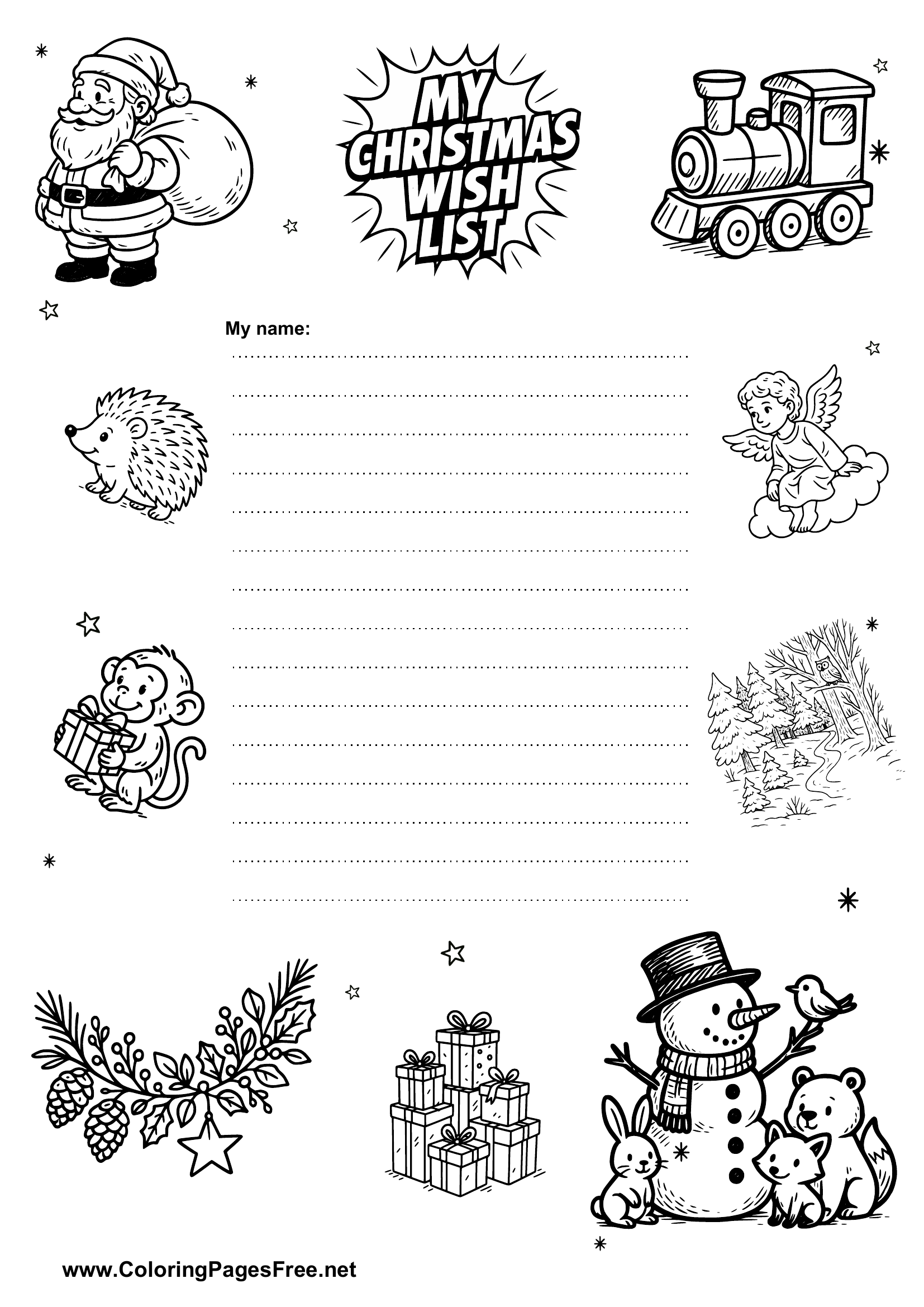 Christmas Wish List with Winter Motifs