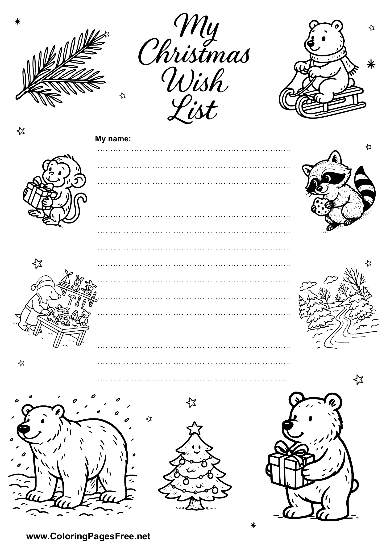 Comic Style Christmas Wish List PDF