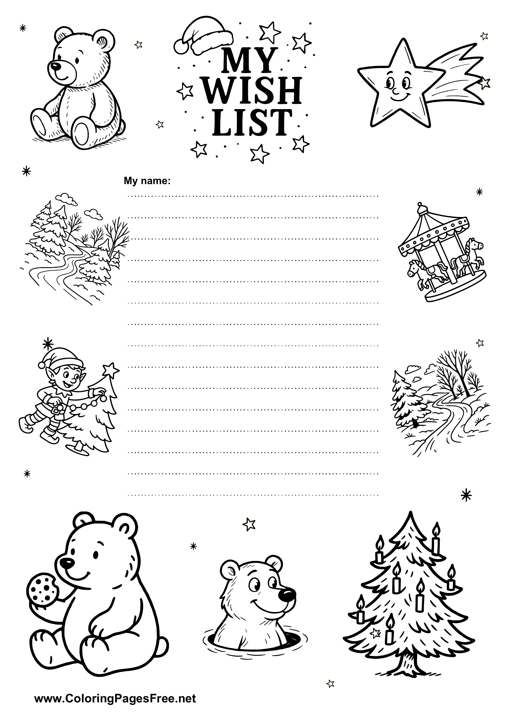 Cute Christmas Wish List Template