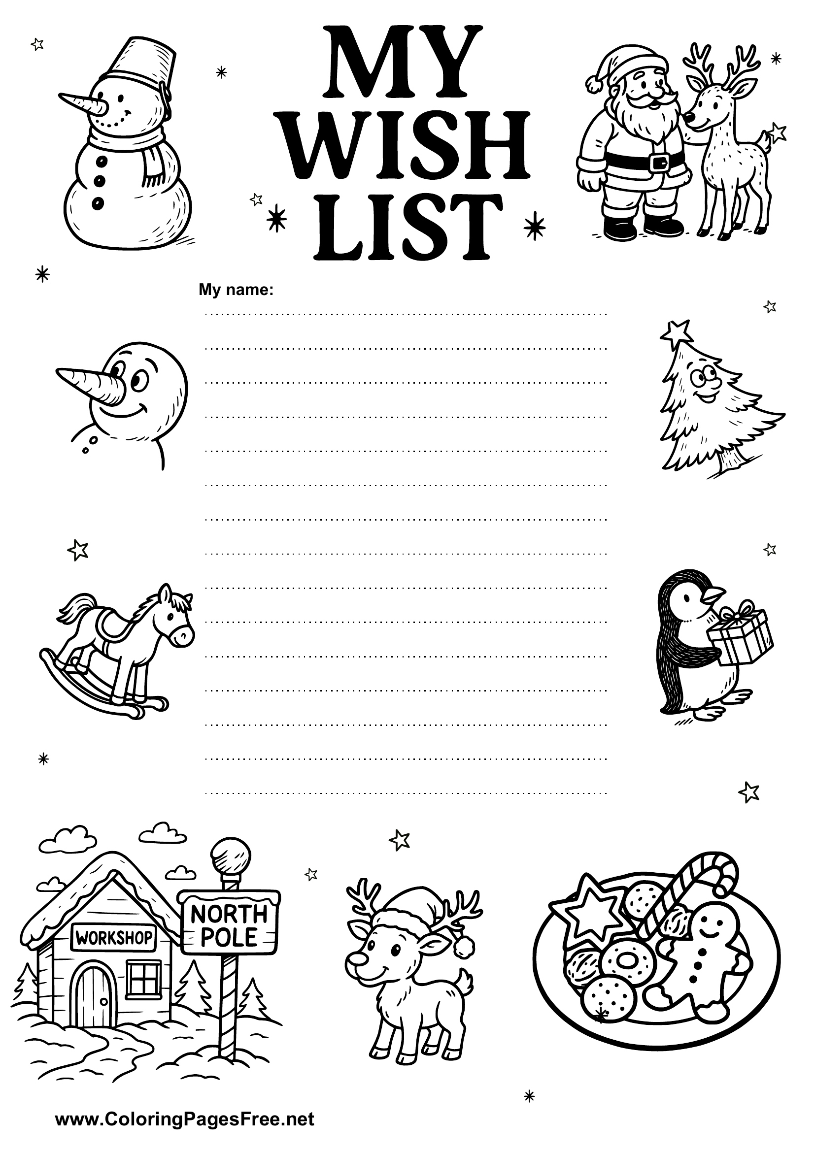 Festive Christmas Wish List Printable