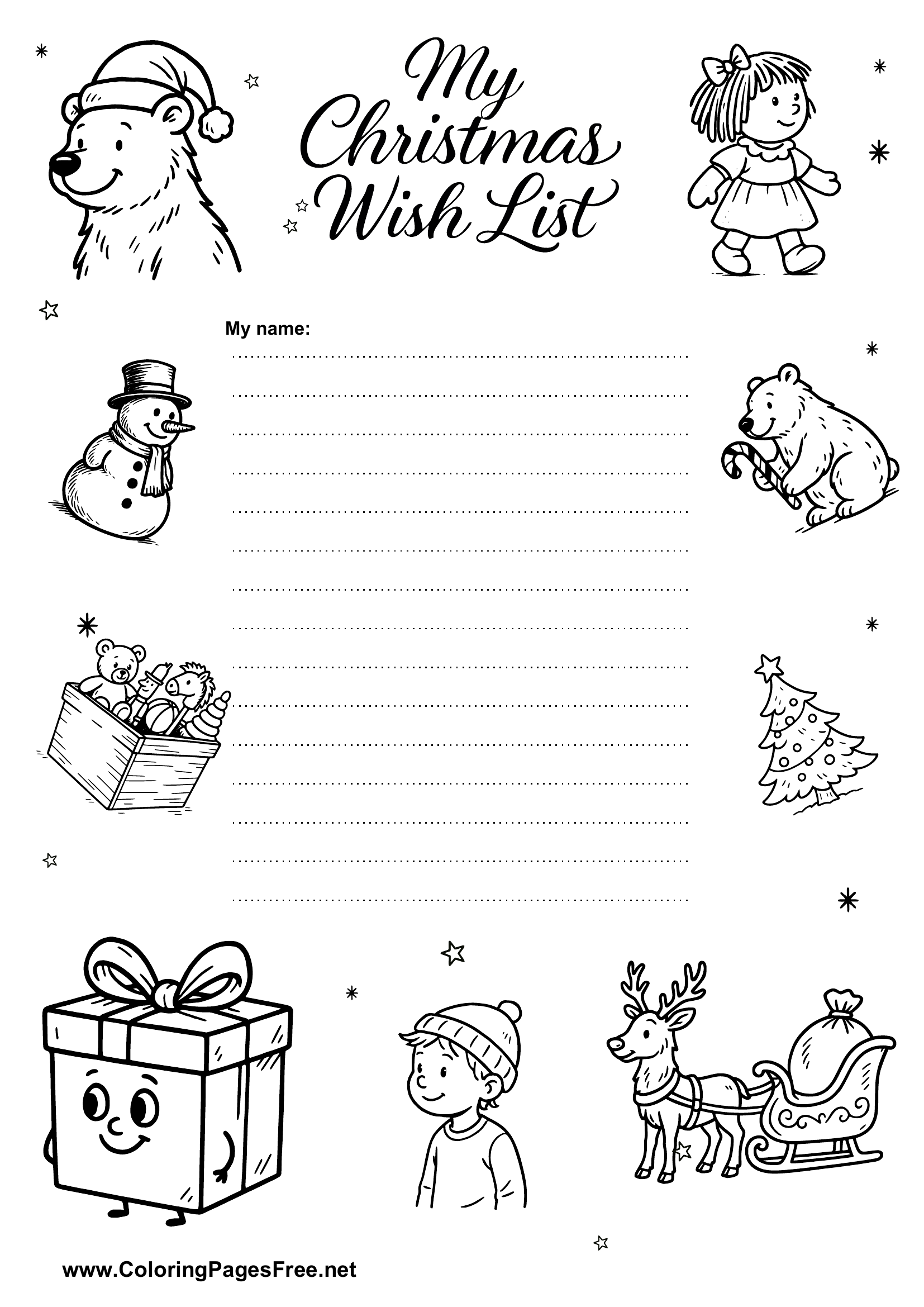 Festive Illustrated Wish List