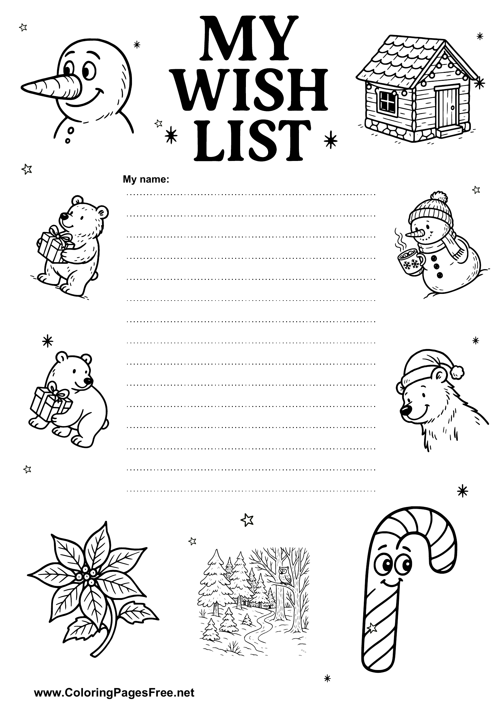 Free Wish List Black and White