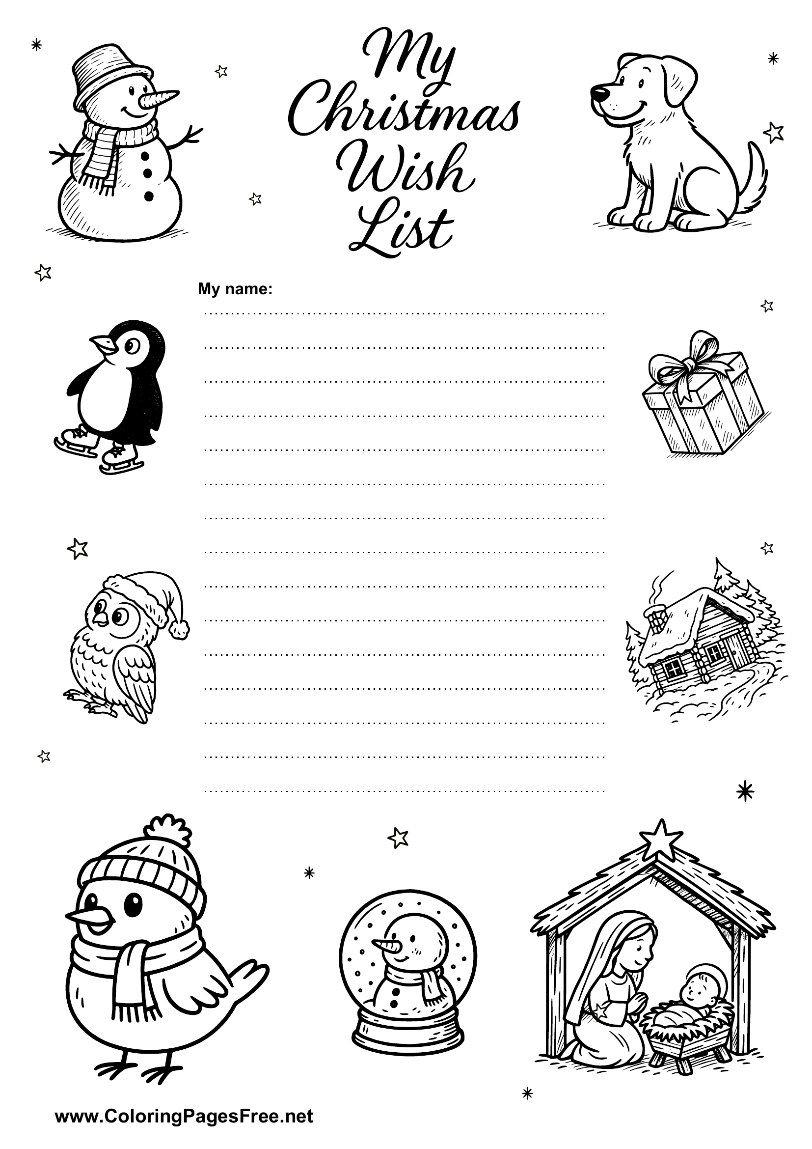 Free Wish List with Holiday Design