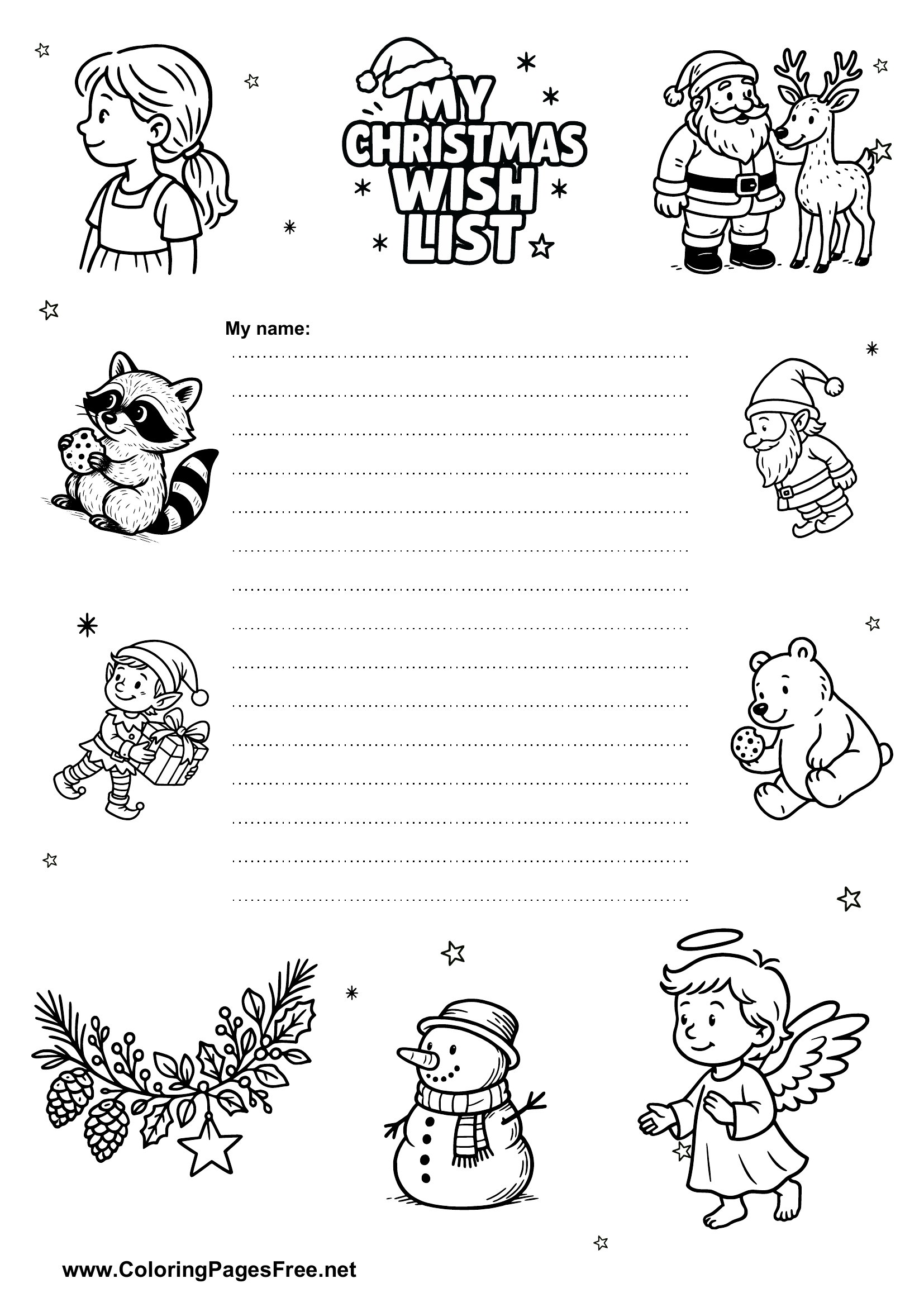 Kids Wish List Black and White