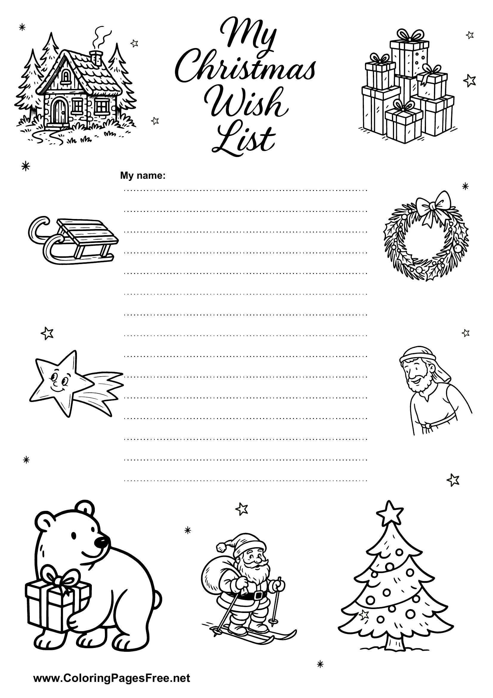 Modern Illustrated Christmas Wish List
