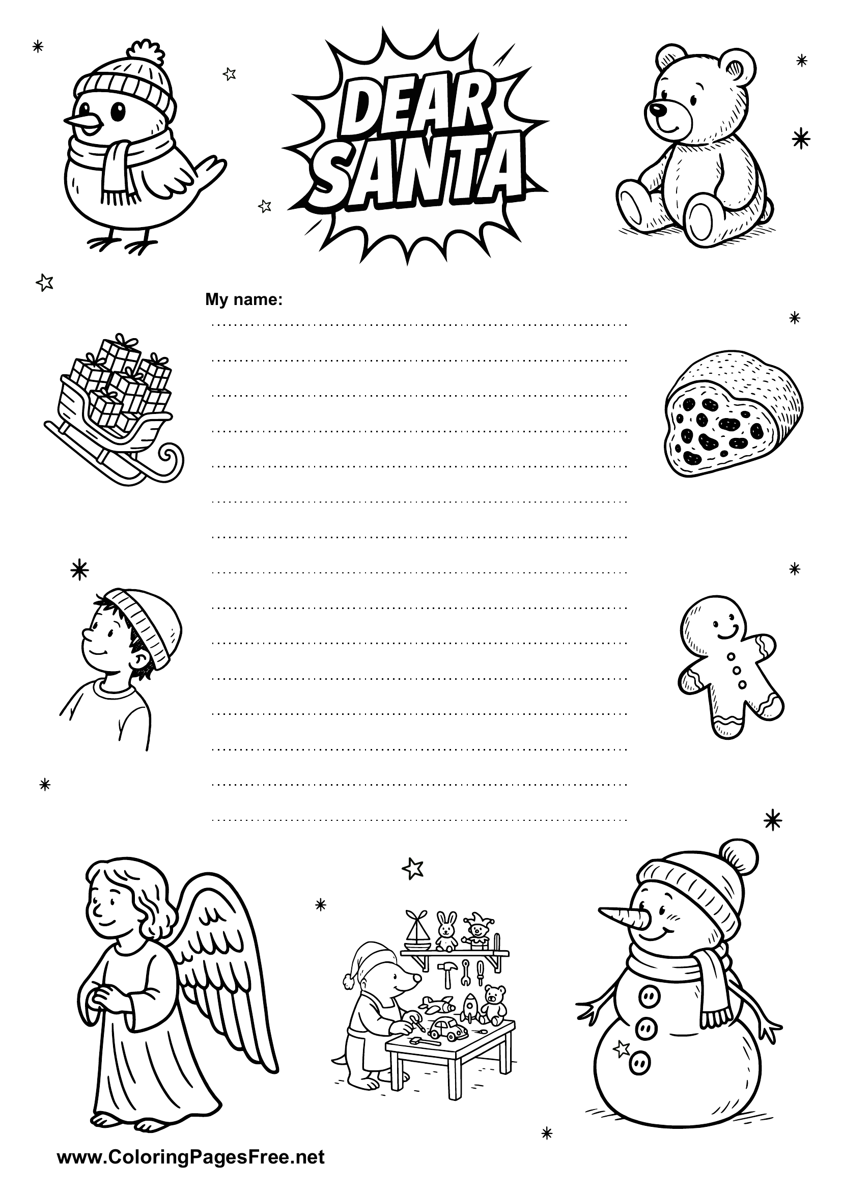 Printable Wish List with Christmas Design