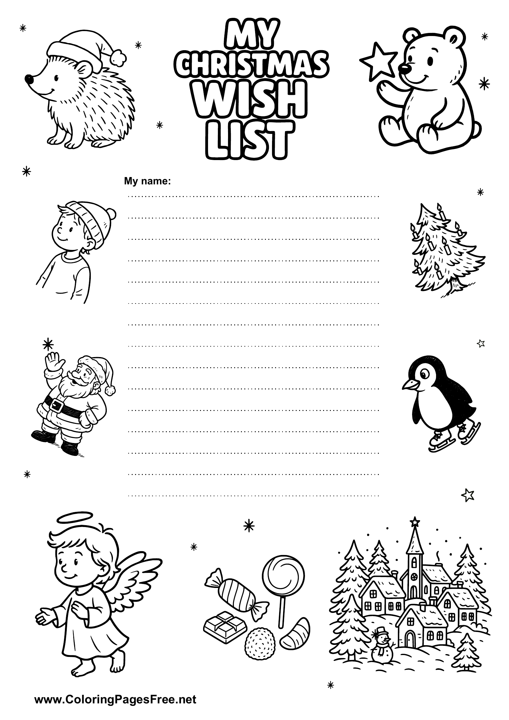 Santa Wish List Illustrated