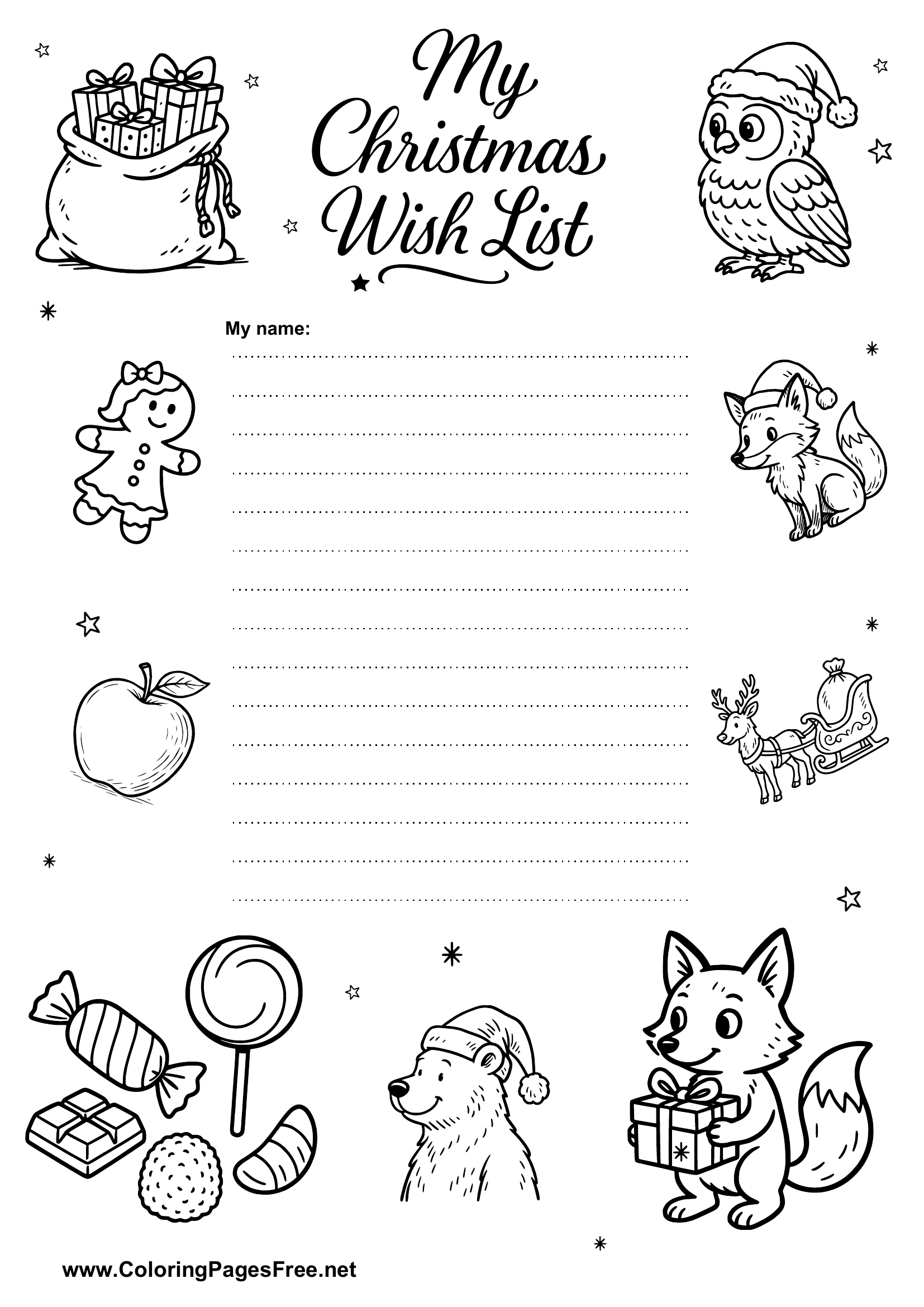 Santa Wish List with Frame