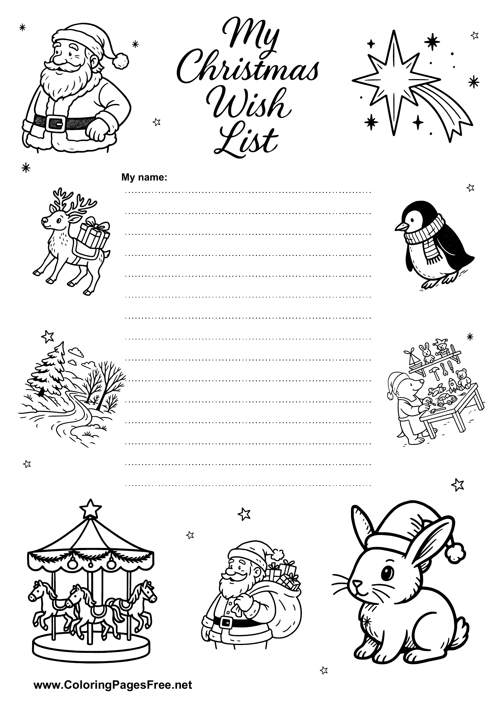 Santa Wish List with Holiday Design