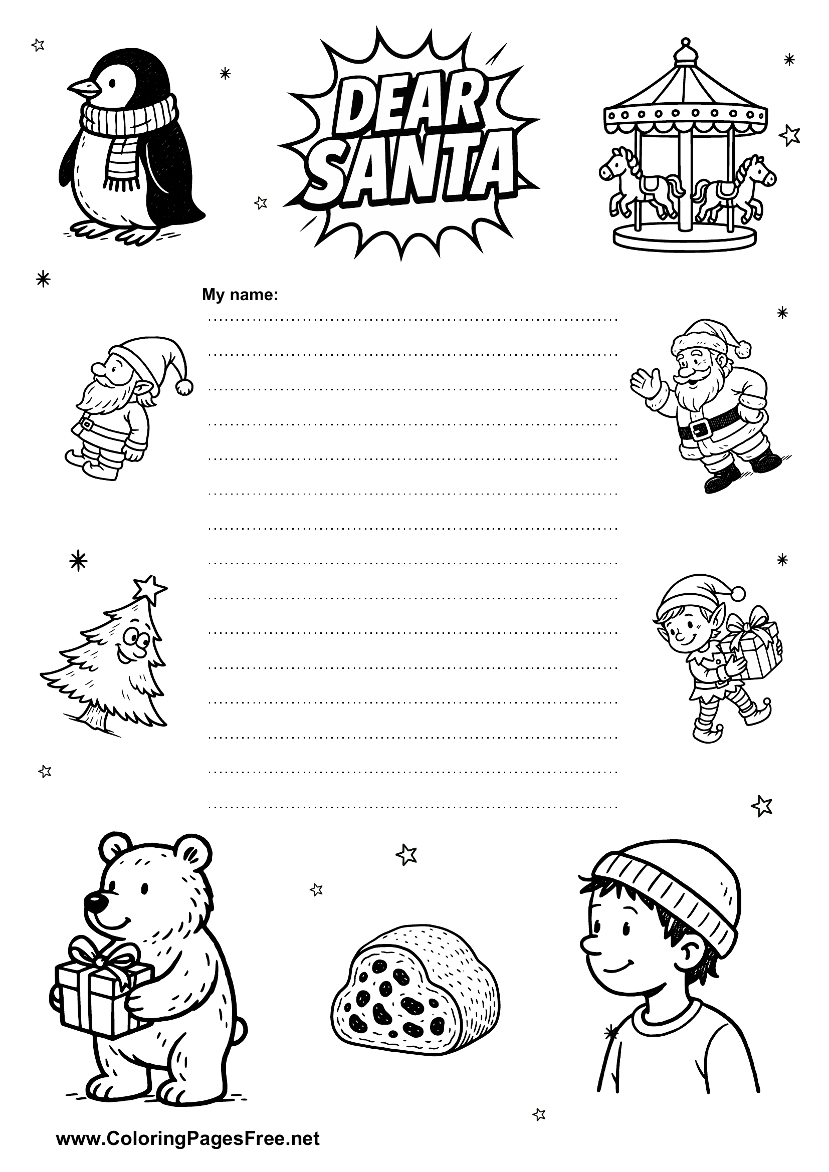Wish List Coloring PDF Template