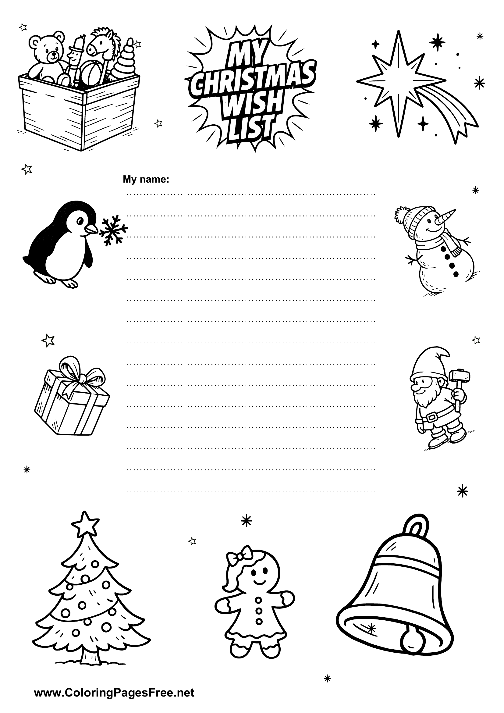 Wish List Coloring Printable