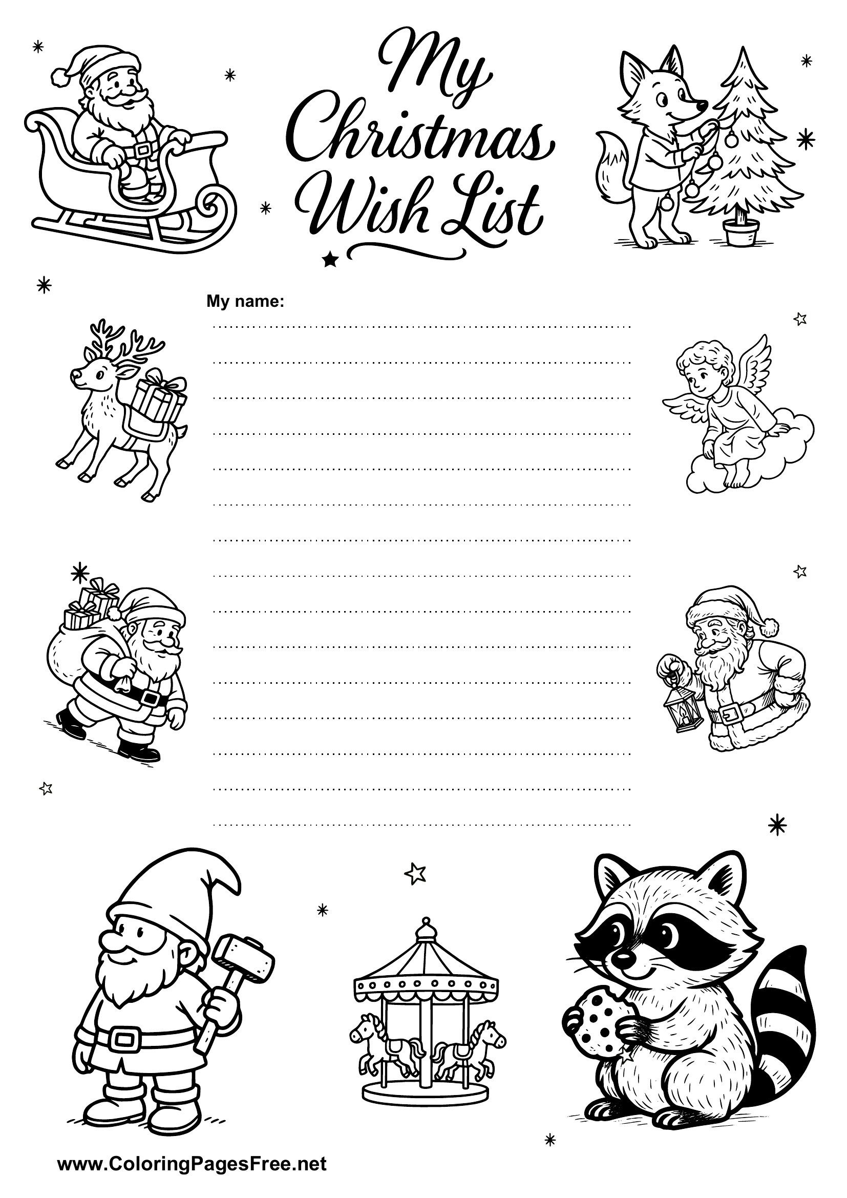 Wish List Cute Motifs Template