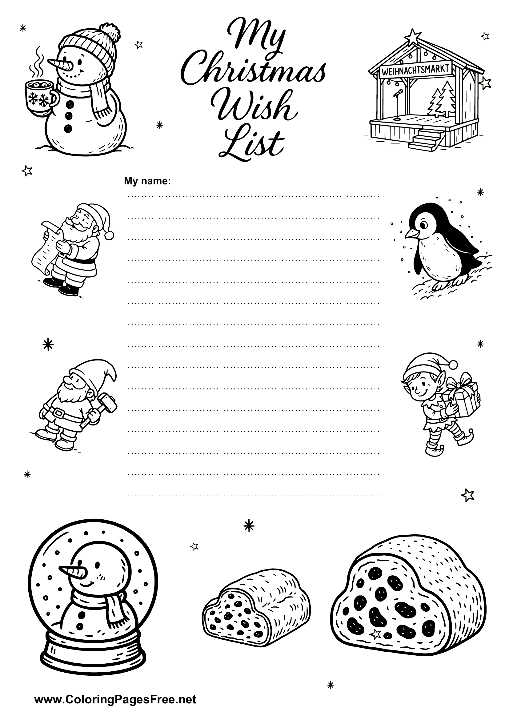 Wish List PDF Template Free