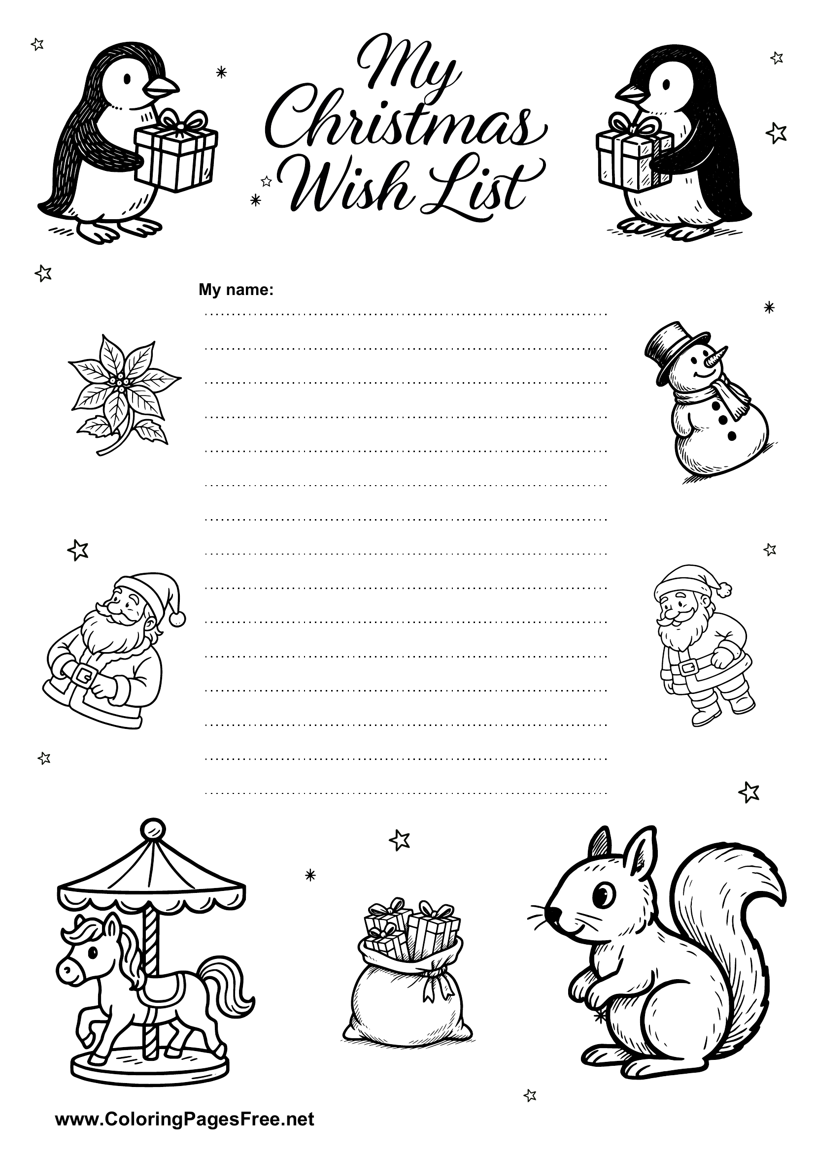 Wish List PDF with Cute Motifs