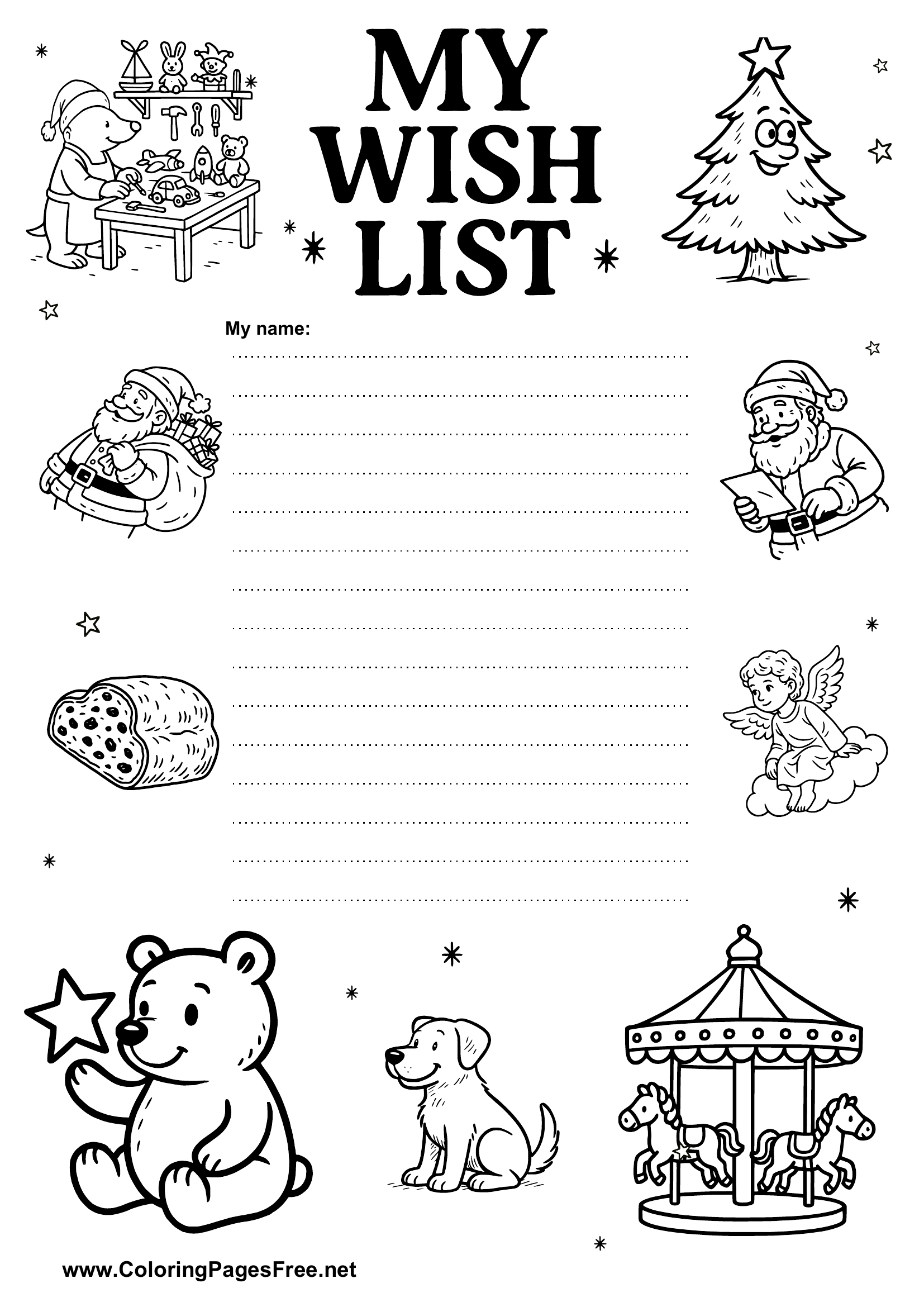Wish List Template Black and White