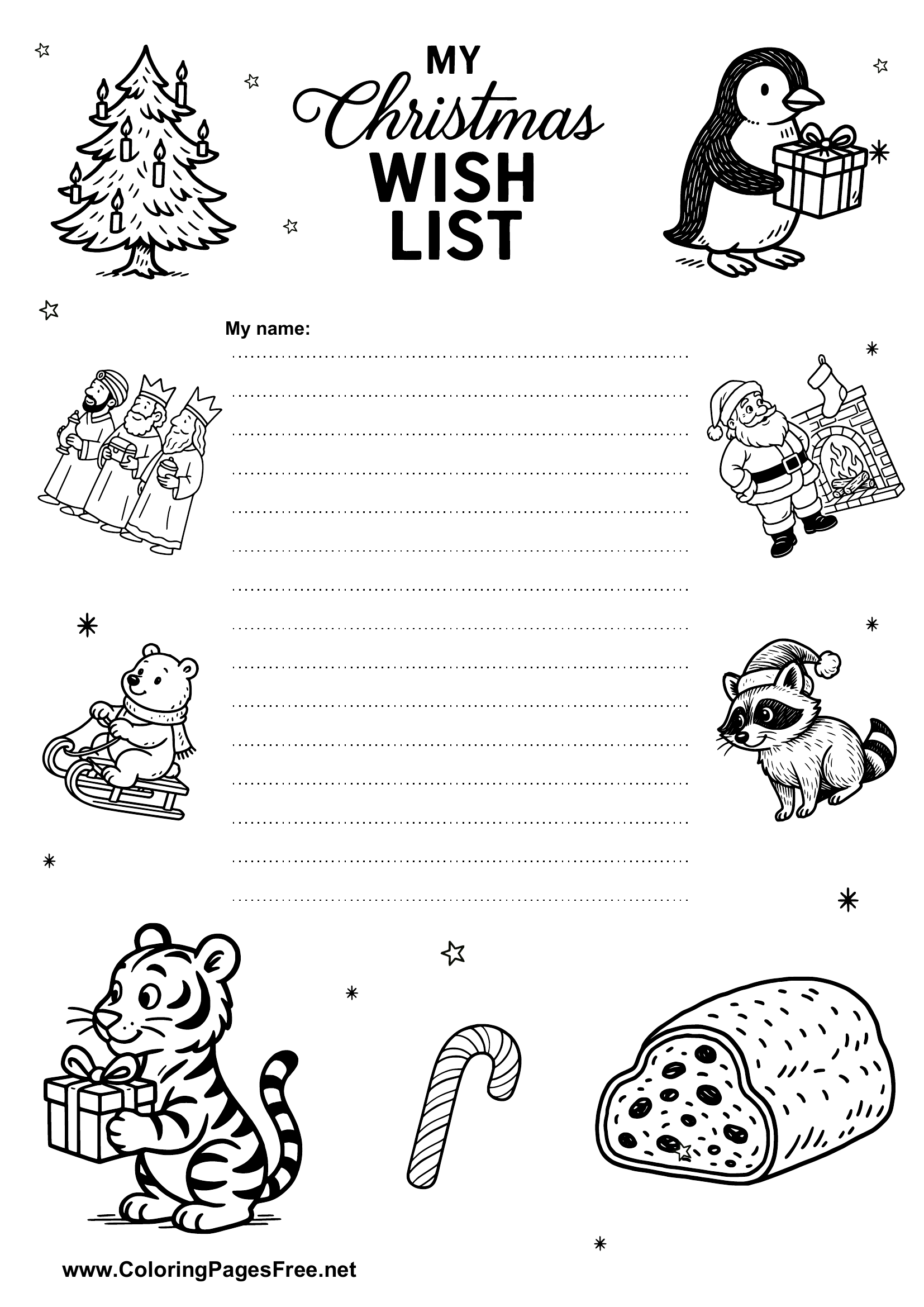 Wish List with Christmas Doodles