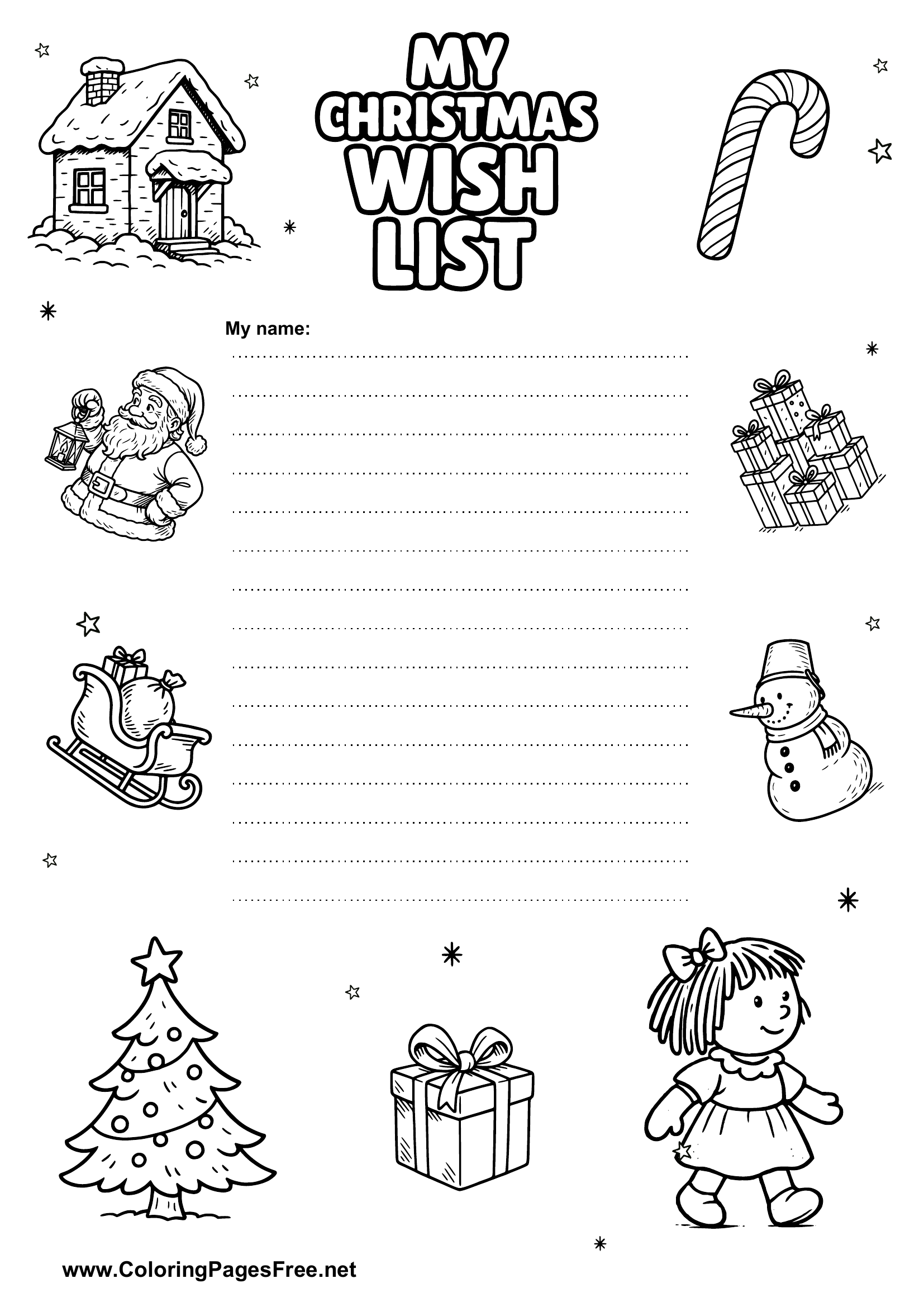 Wish List with Christmas Tree Motifs