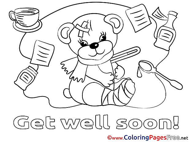 Bear Get well soon free Coloring Pages