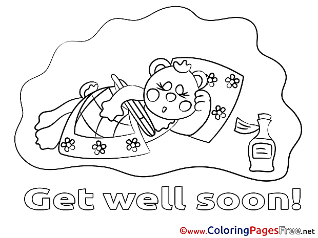 Bear Kids Get well soon Coloring Pages