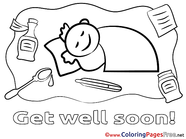 Boy free Colouring Page Get well soon
