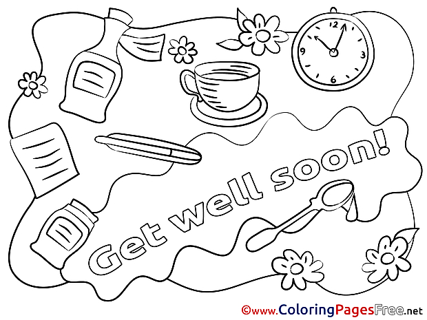 Clock download Get well soon Coloring Pages