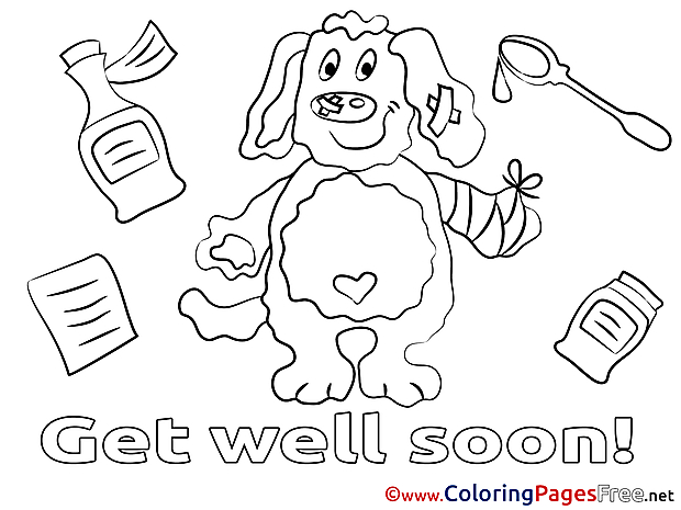 Dog for Kids Get well soon Colouring Page