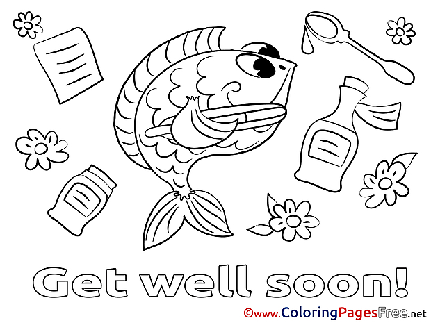 Fish Colouring Page Get well soon