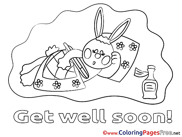 Hare Colouring Sheet Get well soon