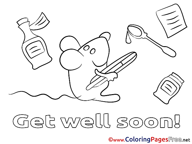 Mouse Coloring Sheets Get well soon free