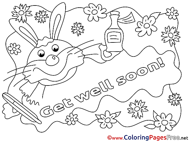 Rabbit Get well soon Coloring Sheets