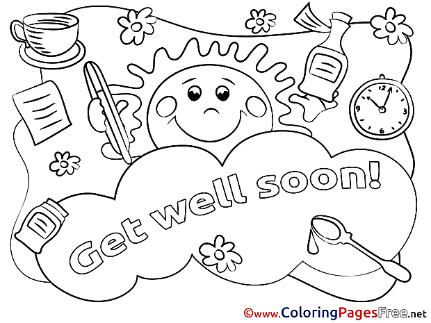 Sun Colouring Sheet Get well soon