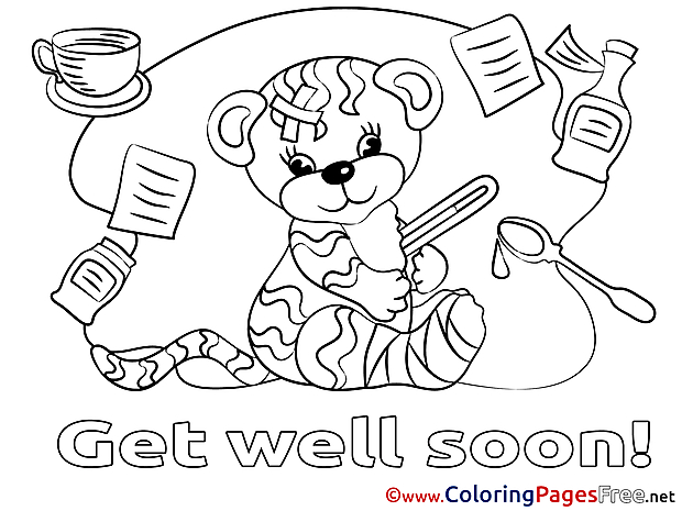 Tiger free Get well soon Coloring Sheets